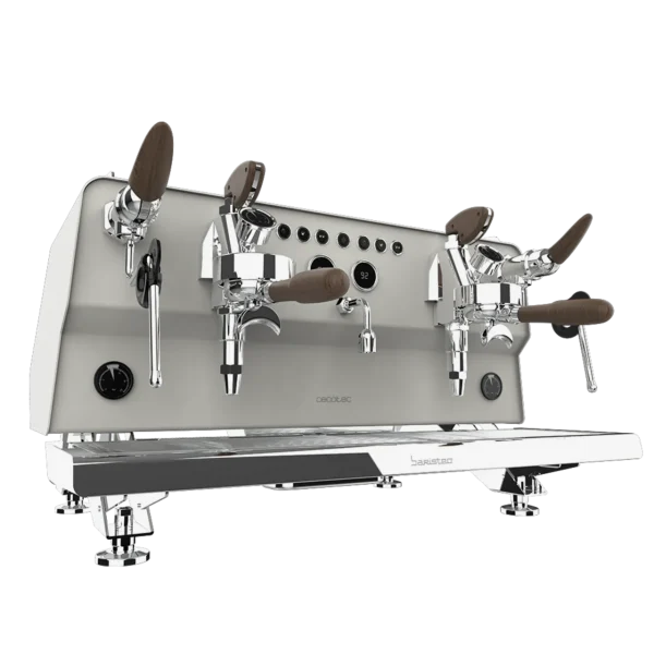 Imagen 3 Cafetera espresso barista Baristeo Gastro de 2900 W con doble Thermoblock, 20 bares de presión, molinillo integrado y manómetro PressurePro para café gourmet.