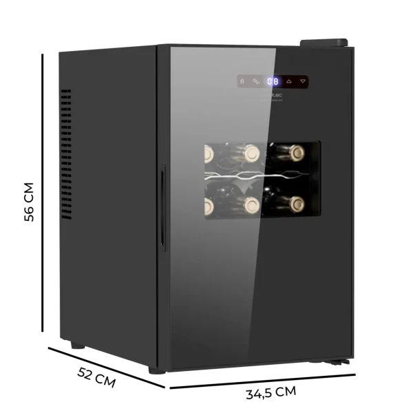 Imagen 3 Vinoteca Bolero GrandSommelier 1550 CoolCrystal con capacidad para 15 botellas, tecnología Hyper-cooling, panel táctil y temperatura regulable de 8 a 18 ºC.