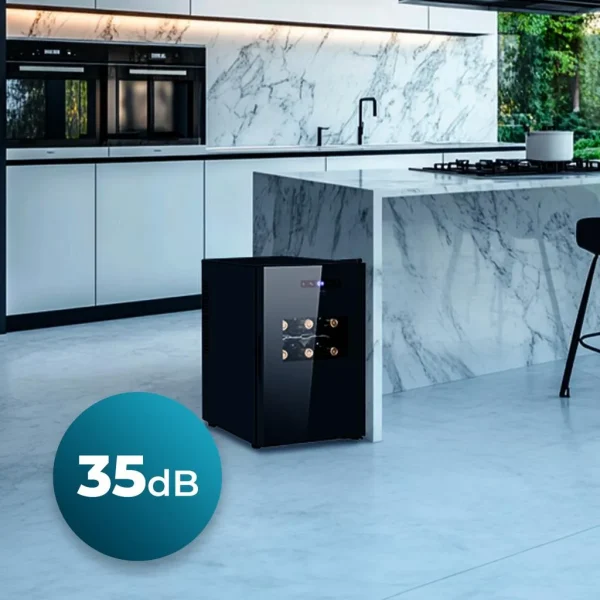 Imagen 6 Vinoteca Bolero GrandSommelier 1550 CoolCrystal con capacidad para 15 botellas, tecnología Hyper-cooling, panel táctil y temperatura regulable de 8 a 18 ºC.