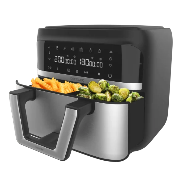 Imagen 2 Freidora sin aceite Cecofry Dual 9000 de 9 L con 2850 W, tecnología PerfectCook y cubeta divisible. Cocina de forma saludable con resultados crujientes.