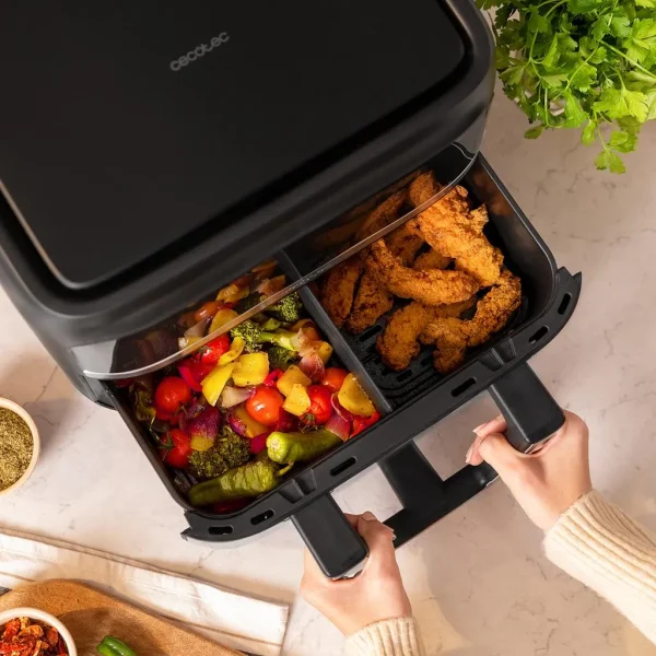Imagen 7 Freidora sin aceite Cecofry Dual 9000 de 9 L con 2850 W, tecnología PerfectCook y cubeta divisible. Cocina de forma saludable con resultados crujientes.