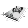 Imagen 4 Placa de gas de acero inoxidable con 2 quemadores, sistema de seguridad FlameOut y encendido integrado. Potencia y eficiencia en un diseño compacto y duradero.