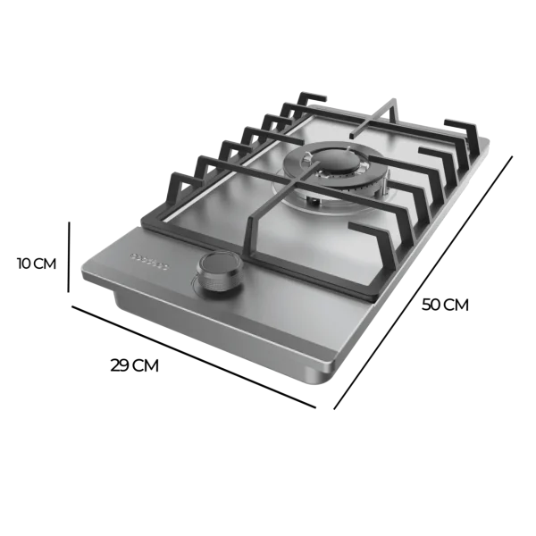 Imagen 4 Placa de gas Bolero Squad G 1200F Inox de Cecotec con 1 quemador de alta eficiencia, sistema de seguridad FlameOut y acabado en acero inoxidable duradero.