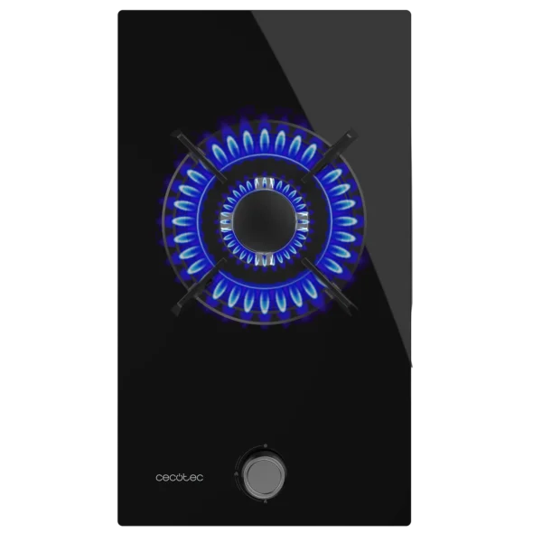 Imagen 2 Placa de gas de cristal negro con un potente quemador Wok, encendido automático y sistema de seguridad FlameControl para una cocina eficiente y segura.