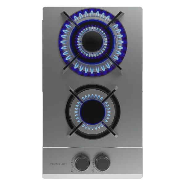 Imagen 2 Placa de gas Bolero Squad G 2200S Inox con 2 quemadores, mandos laterales e ignición integrada. Diseño en acero inoxidable de alta resistencia y seguridad total.