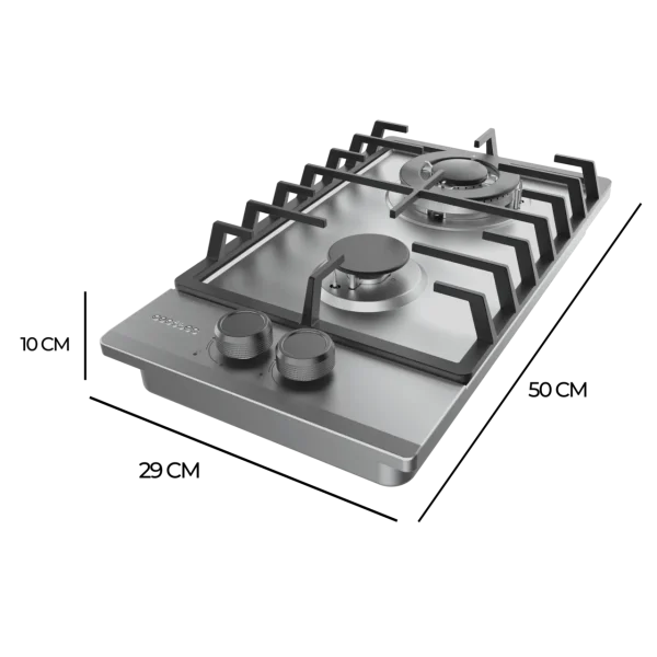 Imagen 4 Placa de gas Bolero Squad G 2200F Inox de 2 fuegos con sistema FFD, mandos integrados y acabado en acero inoxidable. Eficiencia y máxima seguridad en tu cocina.