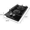 Imagen 4 Placa de gas de cristal templado negro con 2 quemadores, parrillas de hierro fundido y sistema de seguridad termopar. Eficiencia y diseño para tu cocina.