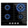 Imagen 2 Placa de gas Bolero Squad G 4200F Glass Black con 4 quemadores, superficie de cristal templado de alta resistencia y sistema de seguridad FlameGuard integrado.