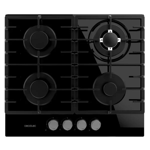Imagen 3 Placa de gas Bolero Squad G 4200F Glass Black con 4 quemadores, superficie de cristal templado de alta resistencia y sistema de seguridad FlameGuard integrado.