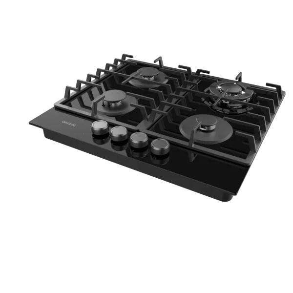 Imagen 5 Placa de gas Bolero Squad G 4200F Glass Black con 4 quemadores, superficie de cristal templado de alta resistencia y sistema de seguridad FlameGuard integrado.
