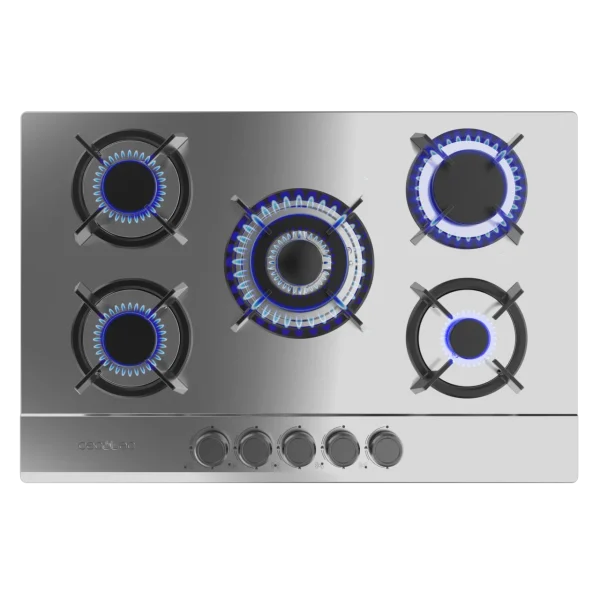 Imagen 2 Placa de gas Bolero Squad G 5200S Inox con 5 quemadores, superficie de acero inoxidable, parrillas de hierro fundido y sistema de seguridad FlameFail.