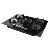 Imagen 4 Placa de gas de cristal templado negro con 5 quemadores Sabaf, parrillas de hierro fundido y autoencendido. Potencia y diseño profesional para tu cocina.