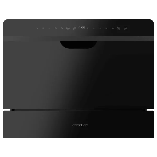 Imagen 2 Lavavajillas semi-integrable Bolero Aguazero 2500 S-BI Black Glass de 6 cubiertos. Eficiencia energética D, 5 programas de lavado y elegante acabado en cristal negro.