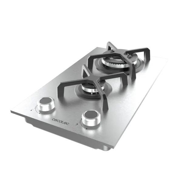 Imagen 5 Placa de gas Cecotec Bolero Squad G 2400S Inox con 2 fuegos, acabado en acero inoxidable, encendido automático y sistema de seguridad para una cocina eficiente.