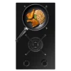 Placa de gas Cecotec Bolero Squad G 2400S Nano Glass de 4 fuegos con superficie de cristal negro y parrillas de hierro fundido