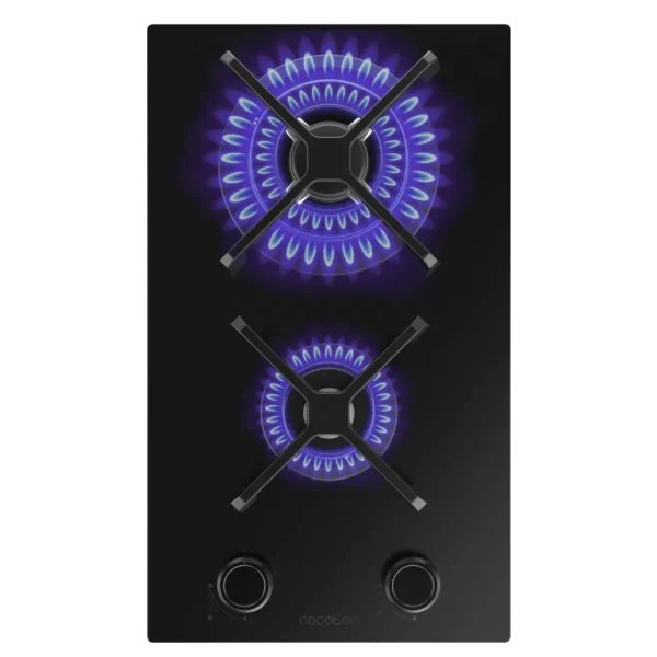 Imagen 2 Placa de gas de 4 fuegos con cristal Nano Glass, quemadores Sabaf de alta eficiencia, parrillas de hierro fundido y sistema de seguridad FlameFailure integrado.