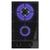 Imagen 2 Placa de gas Bolero Squad G 2400F Glass Black con 4 fuegos, superficie de cristal templado negro, autoencendido integrado y sistema de seguridad termopar.