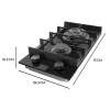 Imagen 4 Placa de gas Bolero Squad G 2400F Glass Black con 4 fuegos, superficie de cristal templado negro, autoencendido integrado y sistema de seguridad termopar.