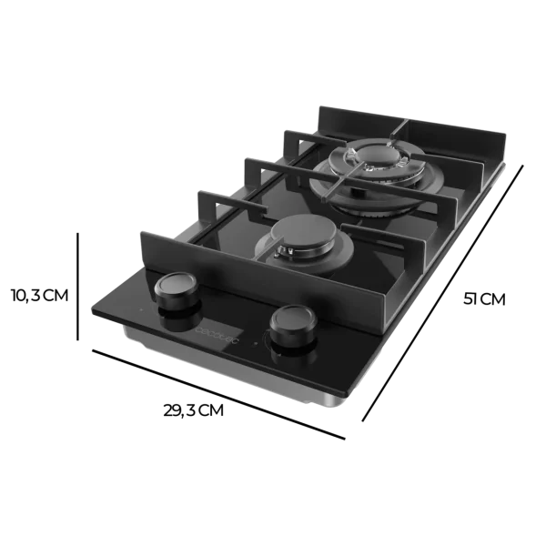 Imagen 4 Placa de gas Bolero Squad G 2400F Glass Black con 4 fuegos, superficie de cristal templado negro, autoencendido integrado y sistema de seguridad termopar.