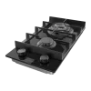 Imagen 5 Placa de gas Bolero Squad G 2400F Glass Black con 4 fuegos, superficie de cristal templado negro, autoencendido integrado y sistema de seguridad termopar.