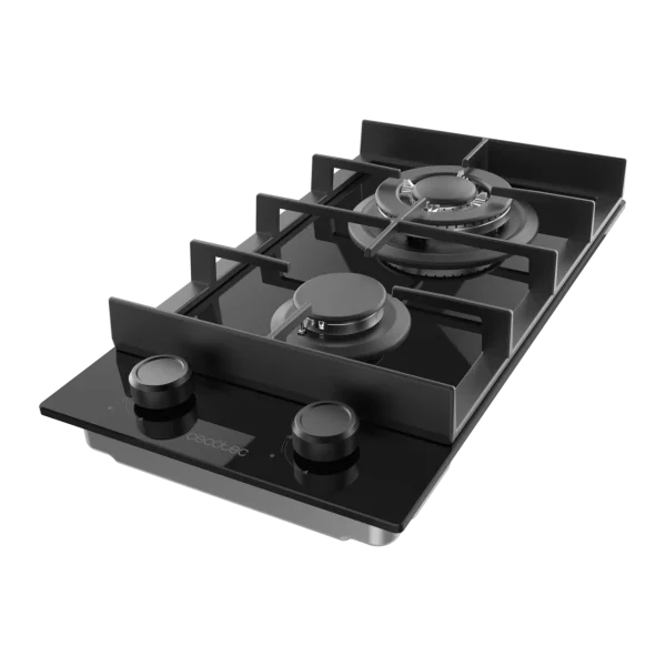 Imagen 5 Placa de gas Bolero Squad G 2400F Glass Black con 4 fuegos, superficie de cristal templado negro, autoencendido integrado y sistema de seguridad termopar.