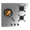 Placa de gas Cecotec Bolero Squad G 3400S Inox de tres quemadores con parrillas de hierro fundido y mandos laterales