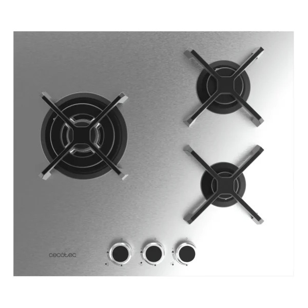 Imagen 3 Placa de gas Bolero Squad G 3400S Inox con 3 quemadores, incluyendo un potente quemador Triple Ring. Superficie de acero inoxidable y sistema de seguridad FFD.