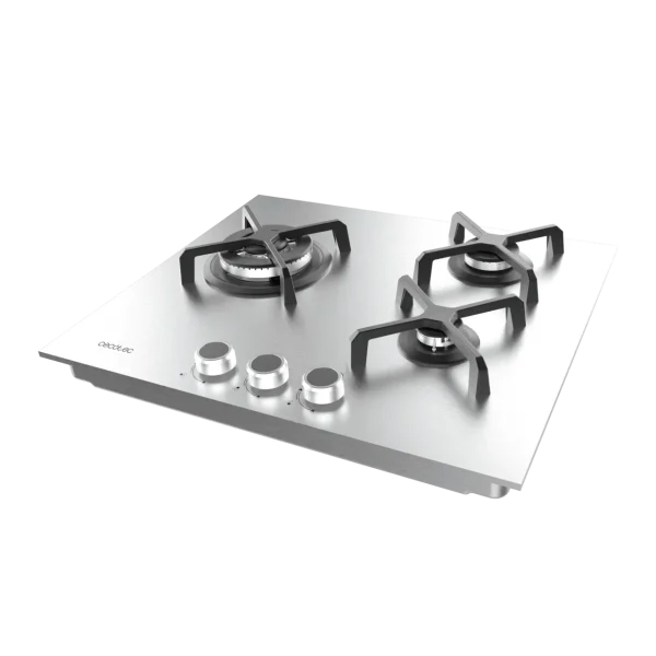 Imagen 5 Placa de gas Bolero Squad G 3400S Inox con 3 quemadores, incluyendo un potente quemador Triple Ring. Superficie de acero inoxidable y sistema de seguridad FFD.