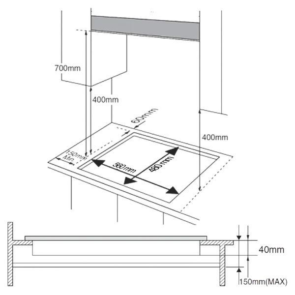 Imagen 6 Placa de gas Bolero Squad G 3400S Inox con 3 quemadores, incluyendo un potente quemador Triple Ring. Superficie de acero inoxidable y sistema de seguridad FFD.