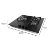 Imagen 4 Placa de gas Bolero Squad G 3400S Nano Glass de 3 fuegos con superficie de alta resistencia, encendido integrado y sistema de seguridad Gas Stop avanzado.
