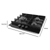 Imagen 4 Placa de gas Bolero Squad G 3400F Glass Black con 3 quemadores, superficie de cristal templado, parrillas de hierro fundido y sistema de seguridad Termopar.