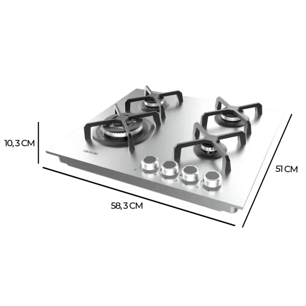 Imagen 4 Placa de gas Bolero Squad G 4400S Inox de Cecotec con 4 quemadores, superficie de acero inoxidable, mandos mecánicos y sistema de seguridad termopar.
