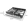 Imagen 4 Placa de gas Bolero Squad G 4400F Inox de 4 fuegos con acabado en acero inoxidable, parrillas de hierro fundido, autoencendido y sistema de seguridad FFD.