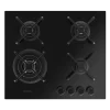 Imagen 3 Placa de gas de cristal templado negro con 4 quemadores, rejillas de hierro fundido y sistema de seguridad. Potencia y diseño para tu cocina moderna.