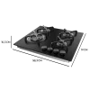 Imagen 4 Placa de gas de cristal templado negro con 4 quemadores, rejillas de hierro fundido y sistema de seguridad. Potencia y diseño para tu cocina moderna.