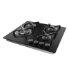 Imagen 5 Placa de gas de cristal templado negro con 4 quemadores, rejillas de hierro fundido y sistema de seguridad. Potencia y diseño para tu cocina moderna.