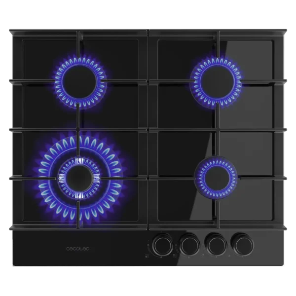 Imagen 2 Placa de gas Bolero Squad G 4400F Glass Black con 4 fuegos, superficie de cristal templado, autoencendido y sistema de seguridad FFD para una cocina eficiente.
