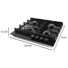 Imagen 4 Placa de gas Bolero Squad G 4400F Glass Black con 4 fuegos, superficie de cristal templado, autoencendido y sistema de seguridad FFD para una cocina eficiente.