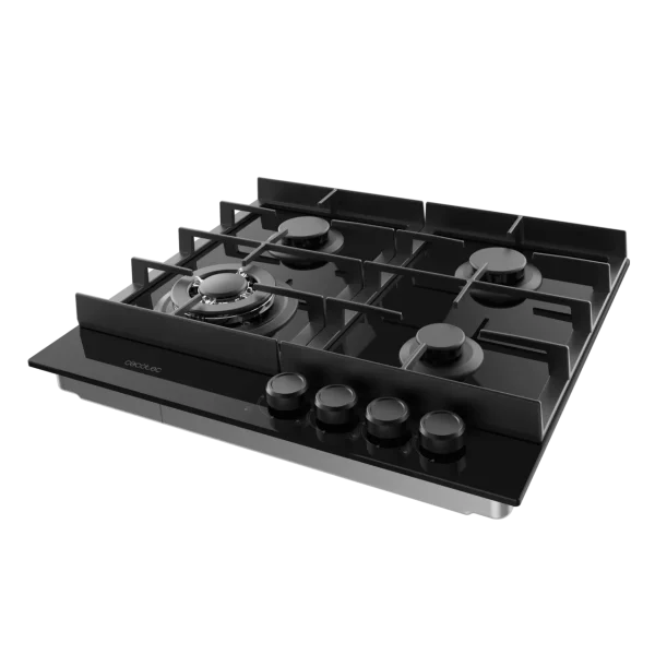 Imagen 5 Placa de gas Bolero Squad G 4400F Glass Black con 4 fuegos, superficie de cristal templado, autoencendido y sistema de seguridad FFD para una cocina eficiente.
