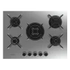 Imagen 3 Placa de gas de 5 fuegos con quemador de triple llama, superficie de acero inoxidable, parrillas de hierro fundido y autoencendido para una cocina profesional.