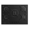 Imagen 3 Placa de gas Bolero Squad G 5400S Nano Glass con 5 quemadores, superficie de cristal templado negro, parrillas de hierro fundido y sistema de seguridad termopar.