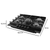 Imagen 3 Placa de gas de cristal negro Bolero Squad G 5400F con 5 fuegos, quemador triple llama, parrillas de hierro fundido y sistema de seguridad contra fallos de llama.