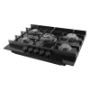 Imagen 4 Placa de gas de cristal negro Bolero Squad G 5400F con 5 fuegos, quemador triple llama, parrillas de hierro fundido y sistema de seguridad contra fallos de llama.