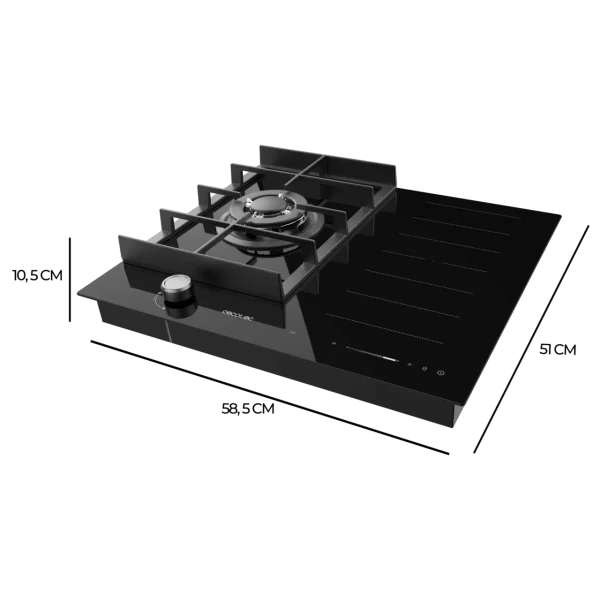Imagen 4 Placa mixta Cecotec con inducción FullFlex y quemadores de gas Sabaf. Versatilidad, precisión y seguridad para tu cocina con un diseño elegante y funcional.