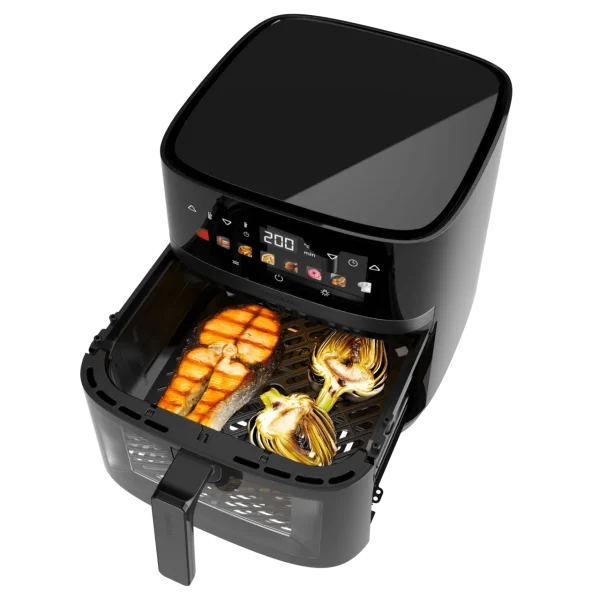 Imagen 2 Freidora de aire de 8L y 2200W con tecnología DuoHeat. Doble resistencia para un dorado perfecto y sabor a parrilla en tus recetas saludables sin aceite.