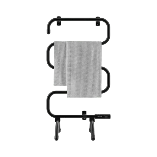 Radiador toallero eléctrico Cecotec ReadyWarm 5000 Towel Black de 100 W en color negro montado en pared de baño
