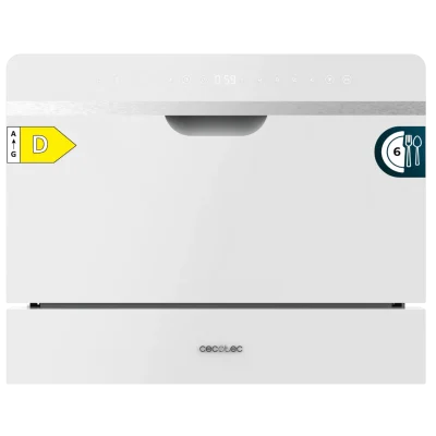 Lavavajillas semi-integrable compacto Bolero Aguazero 2500 S-BI White Glass de 6 servicios con panel táctil y acabado en cristal