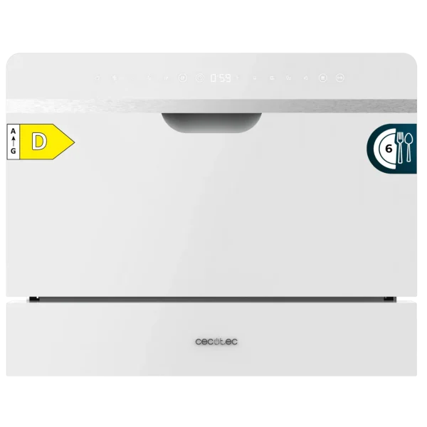 Lavavajillas semi-integrable compacto Bolero Aguazero 2500 S-BI White Glass de 6 servicios con panel táctil y acabado en cristal