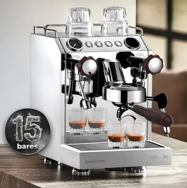 Imagen 4 Cafetera espresso barista Baristeo Classic de Cecotec. Con 20 bares de presión, sistema Thermoblock y manómetro para un café profesional de máxima calidad.