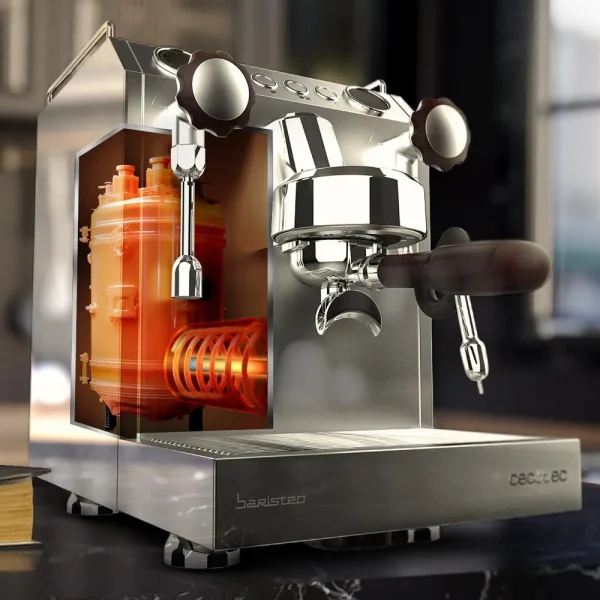Imagen 7 Cafetera espresso barista Baristeo Classic de Cecotec. Con 20 bares de presión, sistema Thermoblock y manómetro para un café profesional de máxima calidad.